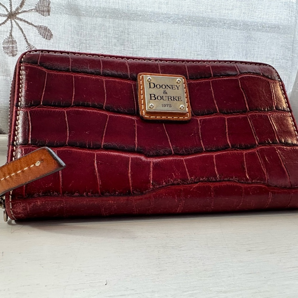 Dooney & Bourke Burgundy Croc Embossed Wallet